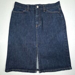 VTG Gap Denim‎ Jean Skirt Womens 8 Front Slit Y2K Preppy Cowgirl Dark Retro EUC